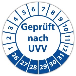 Prüfplakette Geprüft nach UVV - 