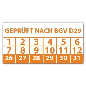 Prüfplakette Geprüft nach BGV D29 - 