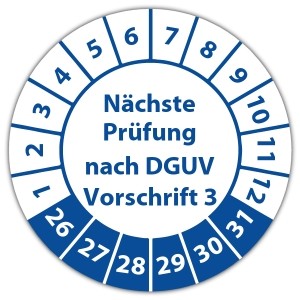 Prüfplakette Nächste Prüfung nach DGUV Vorschrift 3 - 
