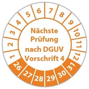 Prüfplakette Nächste Prüfung nach DGUV Vorschrift 4 - 