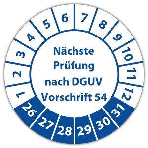 Prüfplakette Nächste Prüfung nach DGUV Vorschrift 54 - 