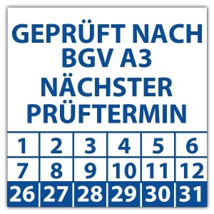 Prüfplakette Geprüft nach BGV A3 nächster Prüftermin - 