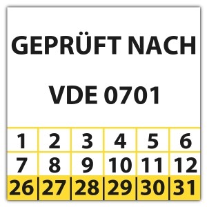Prüfplakette Dokumentenfolie Geprüft nach VDE 0701 - 