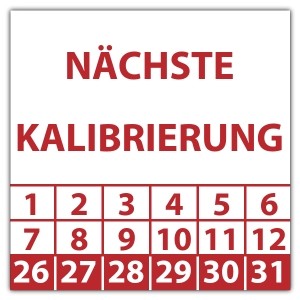 Prüfplakette Dokumentenfolie Nächste Kalibrierung - 