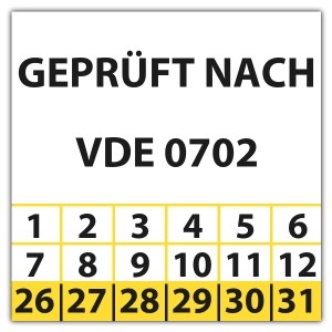 Prüfplakette Dokumentenfolie Geprüft nach VDE 0702 - 