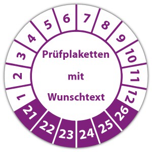 Prüfplaketten mit eigenem Text