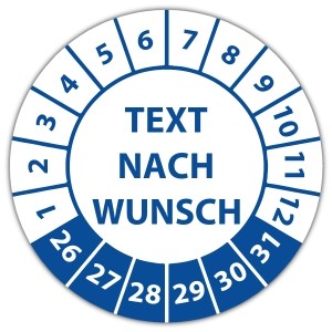 Prüfplakette mit Wunschtext - Prüfplaketten mit Werbung
