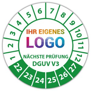 Prüfplakette Nächste Prüfung nach DGUV Vorschrift 3 - Prüfsiegel logo