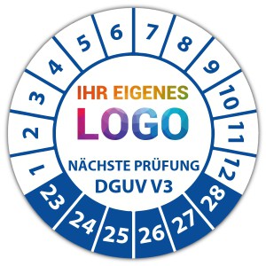 Prüfplakette "Geprüft nach DGUV Vorschrift 3 nächster Prüftermin" logo