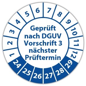 Prüfplakette Geprüft nach DGUV Vorschrift 3 nächster Prüftermin - Prüfplaketten DGUV