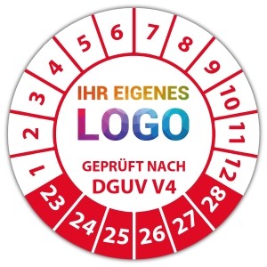 Prüfplakette Geprüft nach DGUV Vorschrift 4 - Prüfplaketten auf Rolle logo