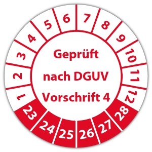 Prüfplakette Geprüft nach DGUV Vorschrift 4 - Prüfplaketten DGUV