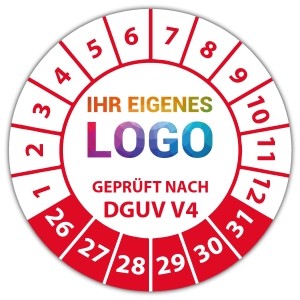 Prüfplakette Geprüft nach DGUV Vorschrift 4 - Prüfplaketten DGUV logo