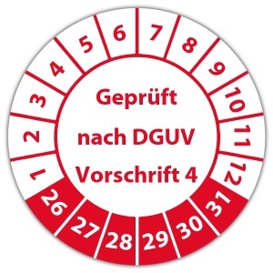 Prüfplakette Geprüft nach DGUV Vorschrift 4 - Prüfplaketten DGUV