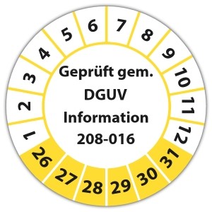 Prüfplakette Geprüft gem. DGUV Information 208-016 - Prüfplaketten DGUV
