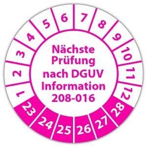 Prüfplakette Nächste Prüfung nach DGUV Information 208-016 - Prüfplaketten auf Rolle