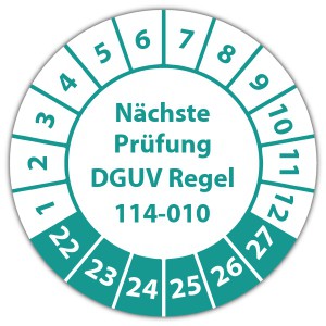 Prüfplakette Nächste Prüfung DGUV Regel 114-010 - 