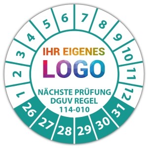 Prüfplakette Nächste Prüfung DGUV Regel 114-010 - Prüfplaketten DGUV logo