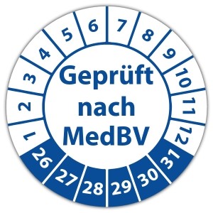 Prüfplakette Geprüft nach MedBV - Prüfplaketten Medizin