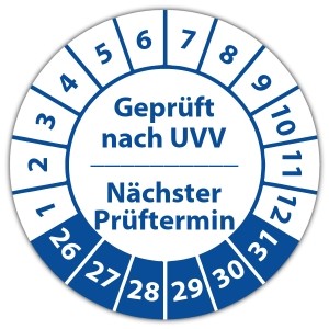 Prüfplakette Geprüft nach UVV nächster Prüftermin - Prüfplaketten UVV