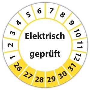 Prüfplakette Elektrisch geprüft - Prüfplaketten VDE / Elektro