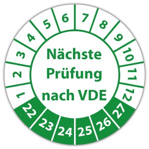 Prüfplakette Nächste Prüfung nach VDE - Prüfplaketten VDE / Elektro