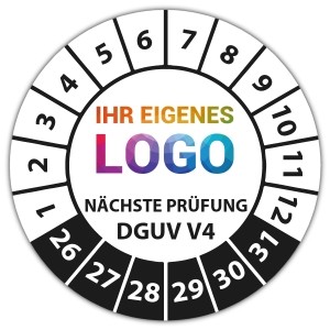 Prüfplakette Nächste Prüfung nach DGUV Vorschrift 4 - Prüfplaketten DGUV logo