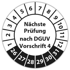 Prüfplakette Nächste Prüfung nach DGUV Vorschrift 4 - Prüfplaketten DGUV