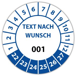 Prüfplakette Nummeriert mit Text - Prüfplaketten Nummeriert