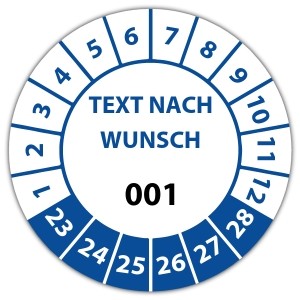 Prüfplakette Nummeriert mit Text - Prüfplaketten mit Wunschtext