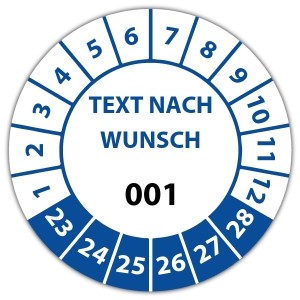 Prüfplakette Nummeriert mit Text - 