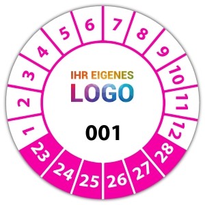 Prüfplakette Nummeriert mit Logo - Prüfplaketten mit Werbung