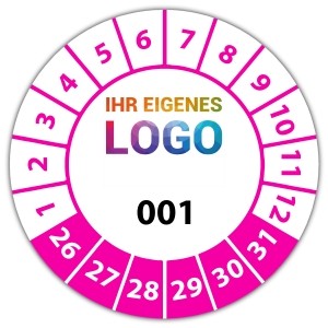 Prüfplakette Nummeriert mit Logo - Prüfplaketten mit Werbung