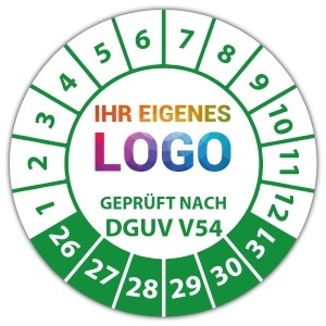 Prüfplakette Geprüft nach DGUV Vorschrift 54 - Prüfplaketten DGUV logo
