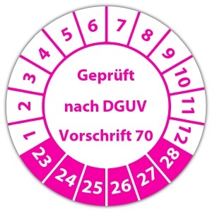 Prüfplakette Geprüft nach DGUV Vorschrift 70 - Prüfplaketten auf Rolle