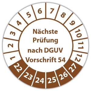 Prüfplakette Nächste Prüfung nach DGUV Vorschrift 54 - Prüfplaketten DGUV
