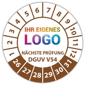 Prüfplakette Nächste Prüfung nach DGUV Vorschrift 54 - Prüfplaketten DGUV logo