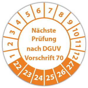 Prüfplakette "Nächste Prüfung nach DGUV Vorschrift 70"