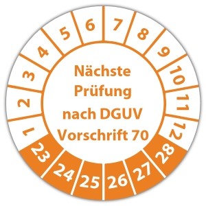 Prüfplakette Nächste Prüfung nach DGUV Vorschrift 70 - 