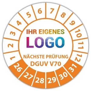 Prüfplakette Nächste Prüfung nach DGUV Vorschrift 70 - Prüfplaketten DGUV logo