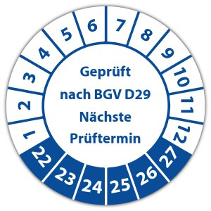 Prüfplakette Geprüft nach BGV D29 Nächste Prüftermin - Prüfplaketten auf Rolle