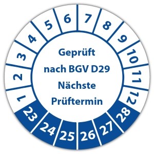Prüfplakette Geprüft nach BGV D29 Nächste Prüftermin - Prüfplaketten DGUV