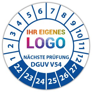 Prüfplakette Geprüft nach DGUV Vorschrift 54 Nächster Prüftermin - Prüfplaketten auf Rolle logo