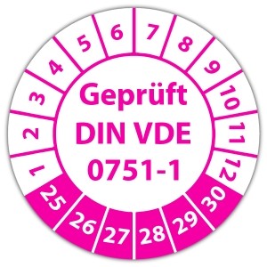 Prüfplakette Geprüft DIN VDE 0751-1 - Prüfplaketten VDE / Elektro