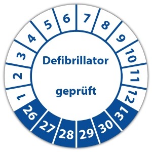 Prüfplakette Defibrillator geprüft - Prüfplaketten VDE / Elektro