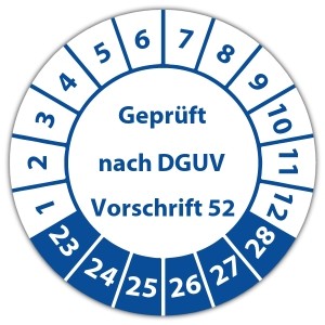 Prüfplakette Geprüft nach DGUV Vorschrift 52 - Prüfplaketten DGUV