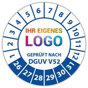 Prüfplakette Geprüft nach DGUV Vorschrift 52 - Prüfplaketten DGUV logo