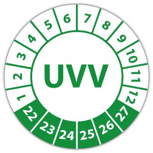 Prüfplakette UVV - DGUV Vorschrift 70 - Prüfkennzeichnung