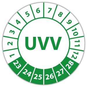 Prüfplakette UVV - DGUV Vorschrift 70 - Prüfkennzeichnung