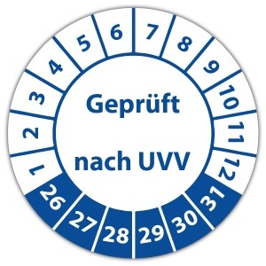 Prüfplakette Geprüft nach UVV - Prüfplaketten UVV